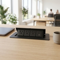 Prise de bureau escamotable T266-4P avec USB Type-C, 4 ports et 3 prises, usage commercial pour bureau de conférence