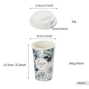 Mug en céramique personnalisable à double paroi isolé avec couvercle, cadeau pour entreprise - Product Image 5