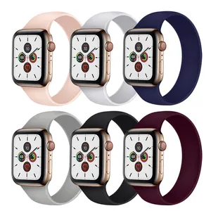 Solo lazo Correa banda 44mm 40mm bandas elásticas para 38mm 42mm logotipo personalizado correa de silicona pulsera correas para Apple Watch 6 5 4 3 2 SE