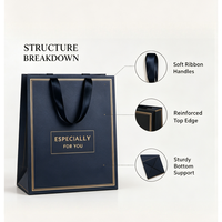 Sac cadeau en papier de qualité supérieure imprimé sur mesure, sac à poignée en ruban de satin de luxe pour boutique, vente en gros
