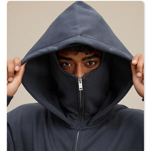 سترة شتوية خريفية مزدوجة الطبقات بغطاء للرأس، معطف رياضي عصري مقاوم للرياح مع قناع وسحاب، تصميم مضاد للإرهاب بنقش قلوب - Product Image 4