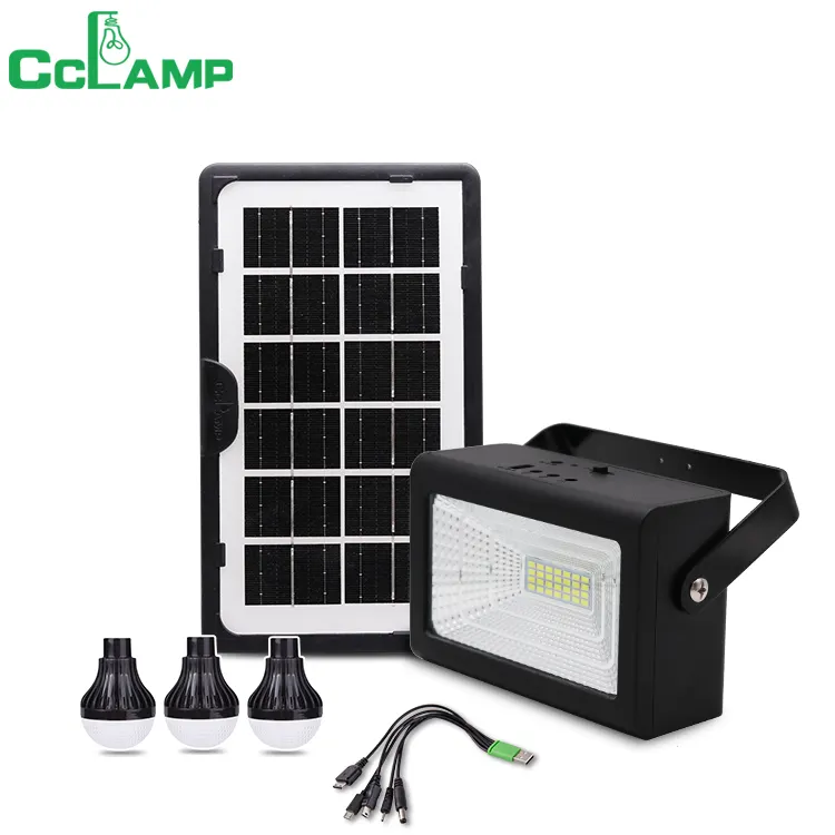 CCLAMP Portable Solar Lighting System with Extra LED Bulbs and USB Port