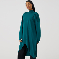 Haut de sport musulman islamique modeste personnalisé pour femmes - Spandex/Polyester Séchage rapide UPF50 Couleur unie Coupe ample