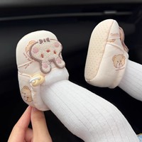 Chaussures pour filles automne-hiver, doublées de polaire, épaisses et chaudes, chaussures pré-marche, chaussures en coton, semelle souple, mignonnes, nouveau-né, cordon de serrage, pur coton