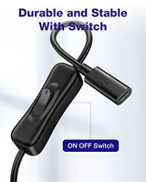 Câble d'alimentation USB-C mâle vers femelle avec interrupteur marche/arrêt, rallonge USB pour téléphones, tablettes, petites lampes de bureau/ventilateurs