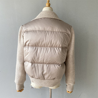 Jxwatcher Großhandel Luxuriöser Winter-Daunenmantel Vollständig Gestrickte Ärmel Atmungsaktiver Stehkragen Damen Echter Nerzpelzmantel