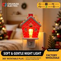 Lampe de Noël LED ABS en forme de maison de pain d'épices, rotative à 360°, à brancher, lumière douce et chaude, décorative pour les fêtes