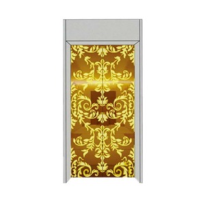 Composant d'ascenseur d'hôtel moderne et durable, portes de palier automatiques à gravure miroir doré - Product Image 3