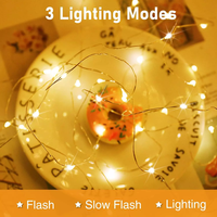 1M 10LED Warmweiße LED-Lichterkette 3 Modi Blinkend Batteriebetrieben Kupferdraht-Lichterkette für Kleidung Tragbare Accessoires