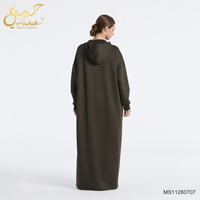 Abaya ample à manches longues et à capuche pour l'hiver 2026, robe modeste pour femmes musulmanes, sweat-shirt Abaya zippé avec poches