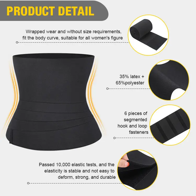 Custom Logo High Compression Reversible Leopard Waist Band 4 Meters Tummy Control Slimming Waist Wrap Shaper