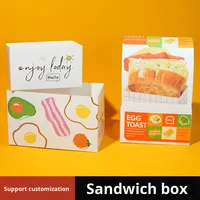Boîte à emporter pour petit déjeuner hamburger de style coréen boîte à toast aux œufs épais emballage de sandwich boîtes en papier assorties