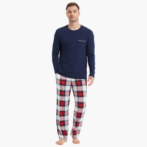 Men Christmas Pajama Sets Custom Bamboo <b>Plaid</b> Sleepwear <b>Pants</b> <b>Pj</b> Set Bamboo Loungewear Set - Product Image 1