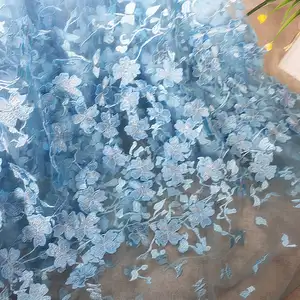 刺繍レース生地3D花8色チュールメッシュレース生地オートクチュールドレスカーテン豊かな花柄