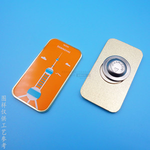 Imán de nevera rectangular de aleación metálica Klook Shanghai, diseño moderno, color dorado - Product Image 2