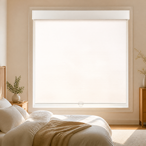Stores enrouleurs sans fil semi-occultants en tissu blanc écologique pour chambre <span class=keywords><strong>à</strong></span> coucher, sur mesure, avec <span class=keywords><strong>cassette</strong></span> - Product Image 2