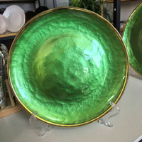 Assiette de table en verre électroplaqué à motif rayonnant, style européen, assiette à steak, assiettes de présentation de luxe pour banquets de mariage