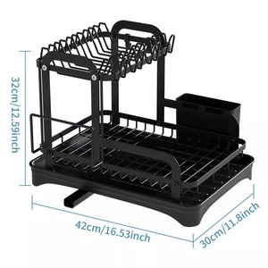 Estante de almacenamiento de platos de Metal para el hogar transfronterizo, <span class=keywords><strong>escurridor</strong></span> de platos y cuencos de doble capa <span class=keywords><strong>con</strong></span> soporte para vajilla - Product Image 6