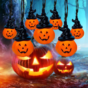 Mini Pumpkin LED String Lights Halloween Easter Independence Day Decorations Ghost Skull Indoor Festival Props - Product Image 1