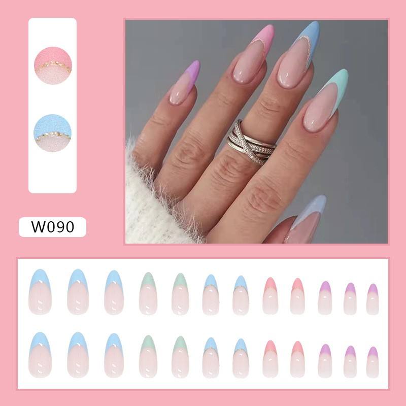 W090 Stiletto Press on Nails Beauty Product False Nails Edgy Chic Black White Custom QMLJ