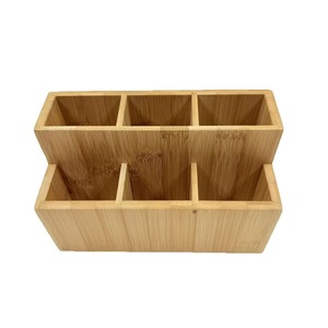 Bamboo Desktop Storage <b>Box</b> With Partitions Eco-Friendly <b>Makeup</b> Organizer For Home Office Hotel Use - Product Image 1