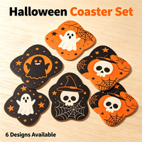 Sous-verres personnalisés en PVC pour Halloween, imperméables, antidérapants, avec logo sur mesure, pour fêtes, cadeaux promotionnels, fournisseur en gros