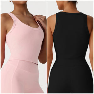 Sm2526-2 Облегающая майка для йоги, Женская быстросохнущая высокоэластичная майка без рукавов для занятий спортом, женский спортивный бюстгальтер - Product Image 4