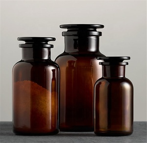 1000ml 500ml 250ml 125ml 60ml 30ml <strong>Wholesale</strong> Wide Mouth Glass <strong>Amber</strong> Apothecary <strong>Jars</strong> with Lids - Product Image 3