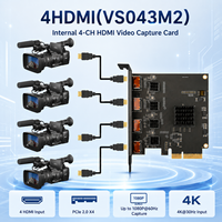 Tarjeta de Captura de Video HDMI Interna PCIe de 4 Canales, Entrada 4K*30Hz, Formato YUY2 1080P*60Hz, Ancho de Banda de 20Gbps para Windows, Mac, Linux