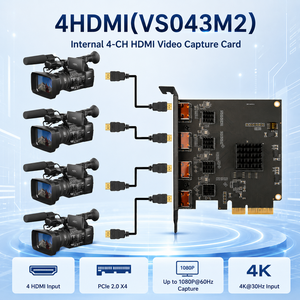 Carte de capture vidéo HDMI interne PCIe 4 canaux, entrée 4K*30Hz, sortie 1080P*60Hz, format YUY2, bande passante 20 Gbps pour <span class=keywords><strong>Windows</strong></span>, Mac, Linux - Product Image 2