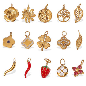 Pendentif en acier inoxydable plaqué or 18 carats, formes variées, pour la création de colliers, accessoires de bijoux DIY - Product Image 5