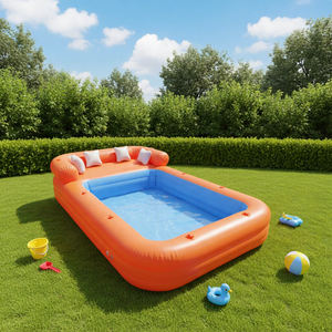 <span class=keywords><strong>Piscine</strong></span> gonflable personnalisée avec canapé, <span class=keywords><strong>piscine</strong></span> gonflable commerciale extérieure en PVC, plateforme aquatique OEM, portable pour jardin, été - Product Image 1