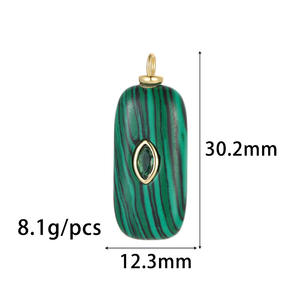 Natural Stone Inlaid Zircon Pendant Geometric Circular Long Stone Pendant DIY Necklace Bracelet Pendant <strong>Charms</strong> - Product Image 4