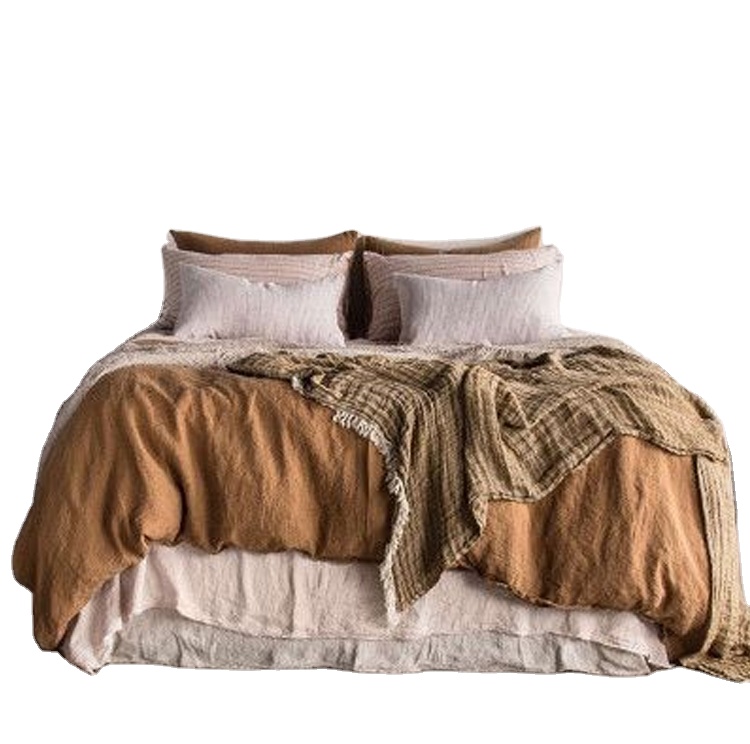 Luxury French Linen Bedding Stone Washed Flax Bedding Set hotel linen bedding set