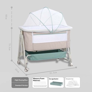 Cuna Portátil de Metal para Bebé, Plegable, Altura Ajustable, Se Conecta a una Cama Grande, Anti-Vuelco, Cama Anti-Derrames de Leche - Product Image 5