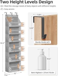Offre Spéciale : Organisateur de Rangement Suspendu à 6 Niveaux Grande Capacité pour Porte, en Polyester Robuste avec Poches ESP, Systèmes d'Organisation de Placard - Product Image 2