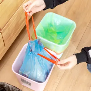ถุงขยะพลาสติกรีไซเคิลแบบมีเชือกดึงถุงขยะย่อยสลายได้