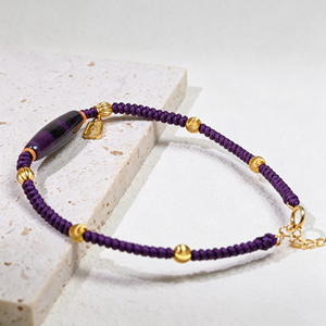 Bracelet tressé de haute qualité unisexe en <span class=keywords><strong>Sugilite</strong></span>, pour la méditation spirituelle, réglable, en corde fine tressée, Pulsera - Product Image 4