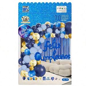 Arche de ballons Laura Berna SL-70 bleu or, décorations de fête pour adultes - Product Image 1