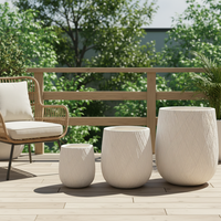 Grands pots à fleurs contemporains en béton léger et écologique, durables, sculptés à la main, 25L, avec trous de drainage, pour jardin intérieur ou extérieur