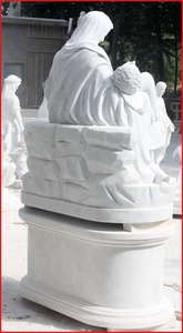 <span class=keywords><strong>Esculturas</strong></span> de piedra religiosa de fábrica China, tamaño real, estatuas de pieta de mármol blanco - Product Image 3