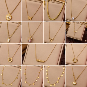 68 diseño PVD antideslustre 18K chapado <span class=keywords><strong>en</strong></span> oro collar de Cruz de acero inoxidable titanio acero amor corazón collares para mujeres - Product Image 4