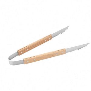 Pinces de barbecue en acier inoxydable avec manche en bois pour la cuisson au charbon de bois - Product Image 1