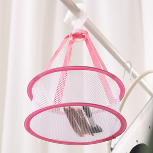 Cosmetic Drying Net Bag <b>Round</b> Hook Type Gray And Pink Storage Basket For Makeup Sponge <b>Brush</b> Drying Space Saving - Product Image 2
