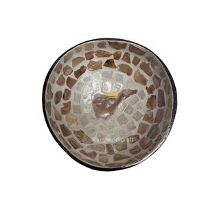 Bol en laque de noix de coco coquillage pour salades de fruits Design personnalisé Fabriqué à la main, laqué et conçu avec une beauté mosaïque - Product Image 6