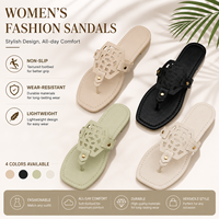 Nouvelles sandales d'été élégantes avec bout gravé, semelle intérieure confortable en PU, fond souple ajouré, style plat et tendance