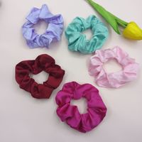 Grand chouchou très élastique fait main, couleur unie, en satin imitation cuir, très populaire, pour chignon féerique
