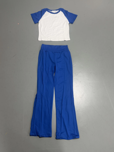 Viviblook Z512ST05 T-shirt d'été décontracté à manches courtes pour femmes Pantalon long décontracté 2 pièces Ensemble pour femmes - Product Image 3