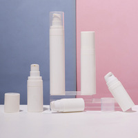 Flacon pompe sans air cosmétique blanc de 5 ml, 10 ml, 15 ml, 30 ml, 50 ml pour emballage de sérum personnalisé en plastique multi-tailles