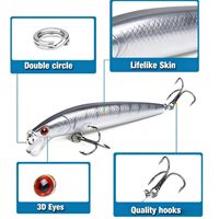 Leurre de pêche artificiel flottant 3D à yeux ABS de 10 cm/9 g, leurre dur pour la pêche en mer et au bar en eau salée – Vente chaude